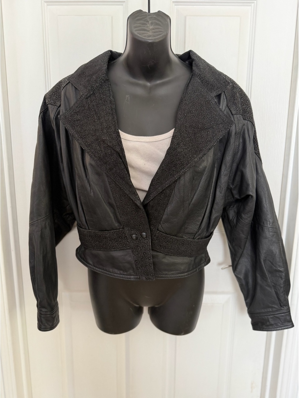 Byrnes & Baker black leather cropped jacket